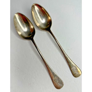 GERB HEPP Silver Plated Flatware Serving Spoon Set of 2 HAPAG Engraved